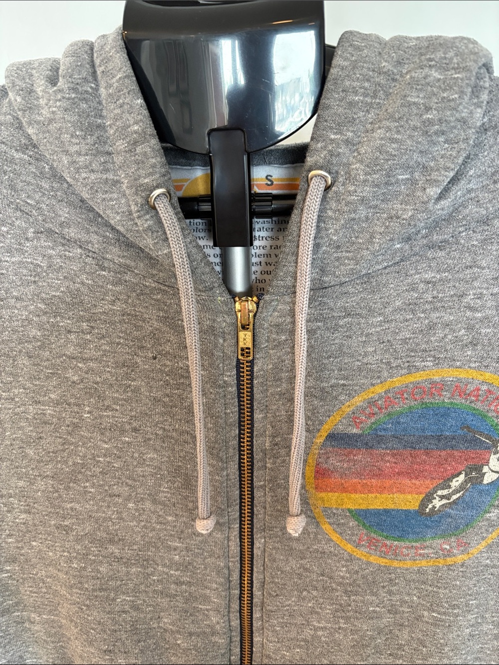 Aviator Nation Full Zip Hoodie ~ Small ~ Heathered Grey - Picture 3 of 16